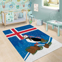Personalised Iceland Christmas Area Rug Puffin Santa Winter Flag Style - Wonder Print Shop