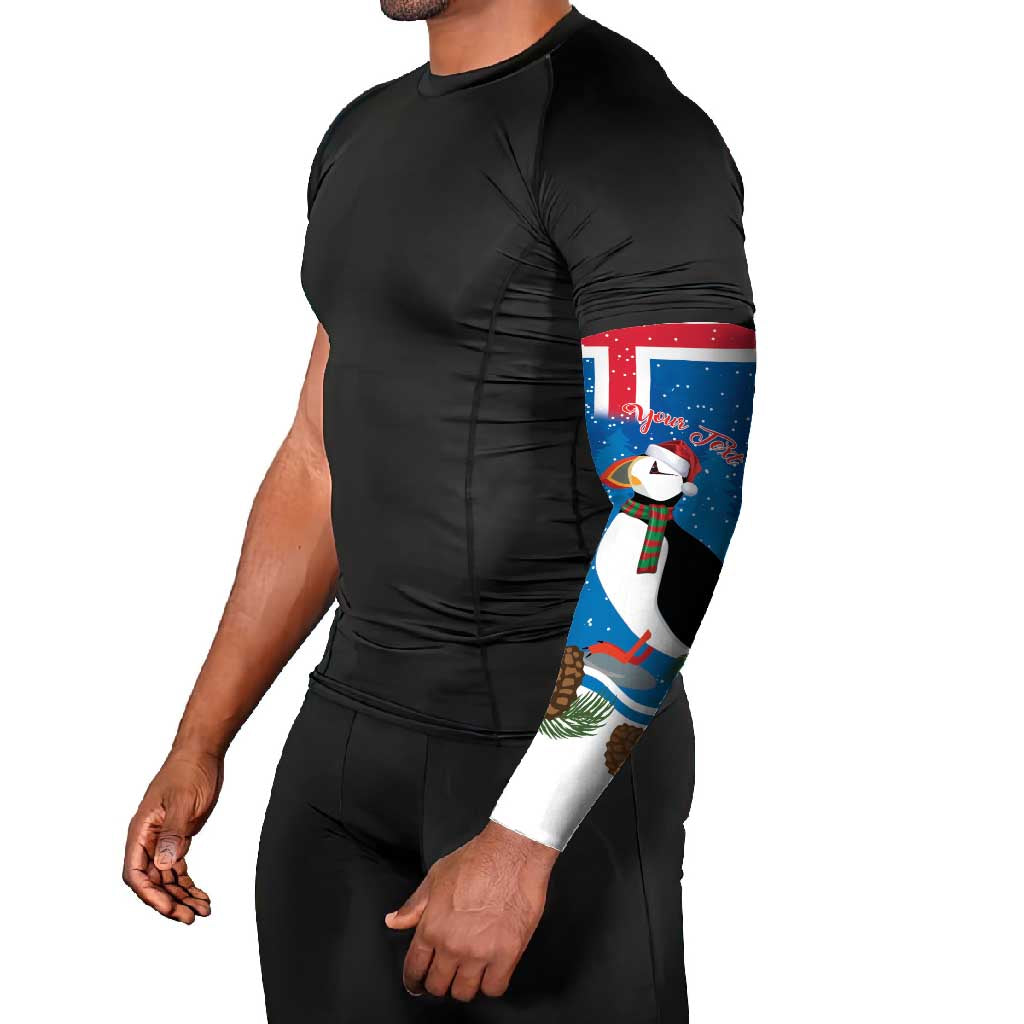 Personalised Iceland Christmas Arm Sleeves Puffin Santa Winter Flag Style - Wonder Print Shop