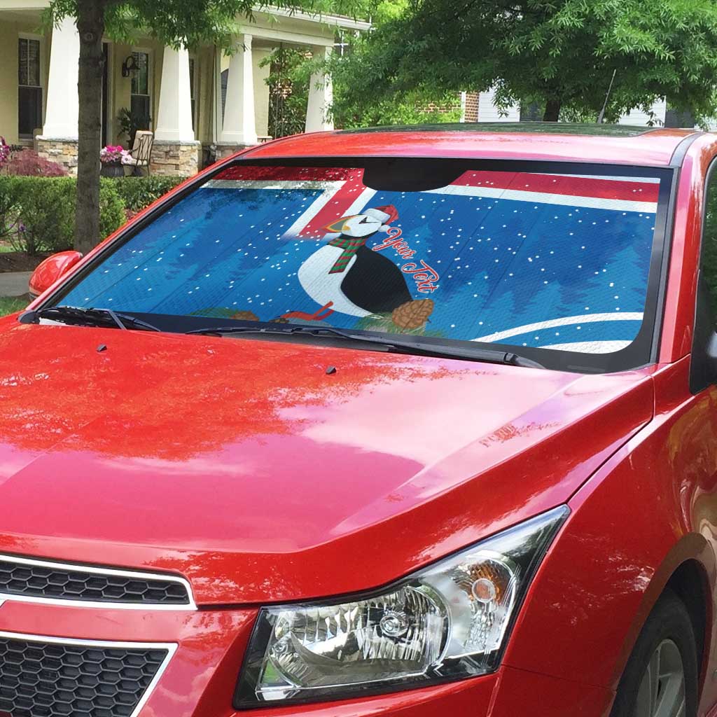 Personalised Iceland Christmas Auto Sun Shade Puffin Santa Winter Flag Style - Wonder Print Shop