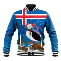 Personalised Iceland Christmas Baseball Jacket Puffin Santa Winter Flag Style - Wonder Print Shop