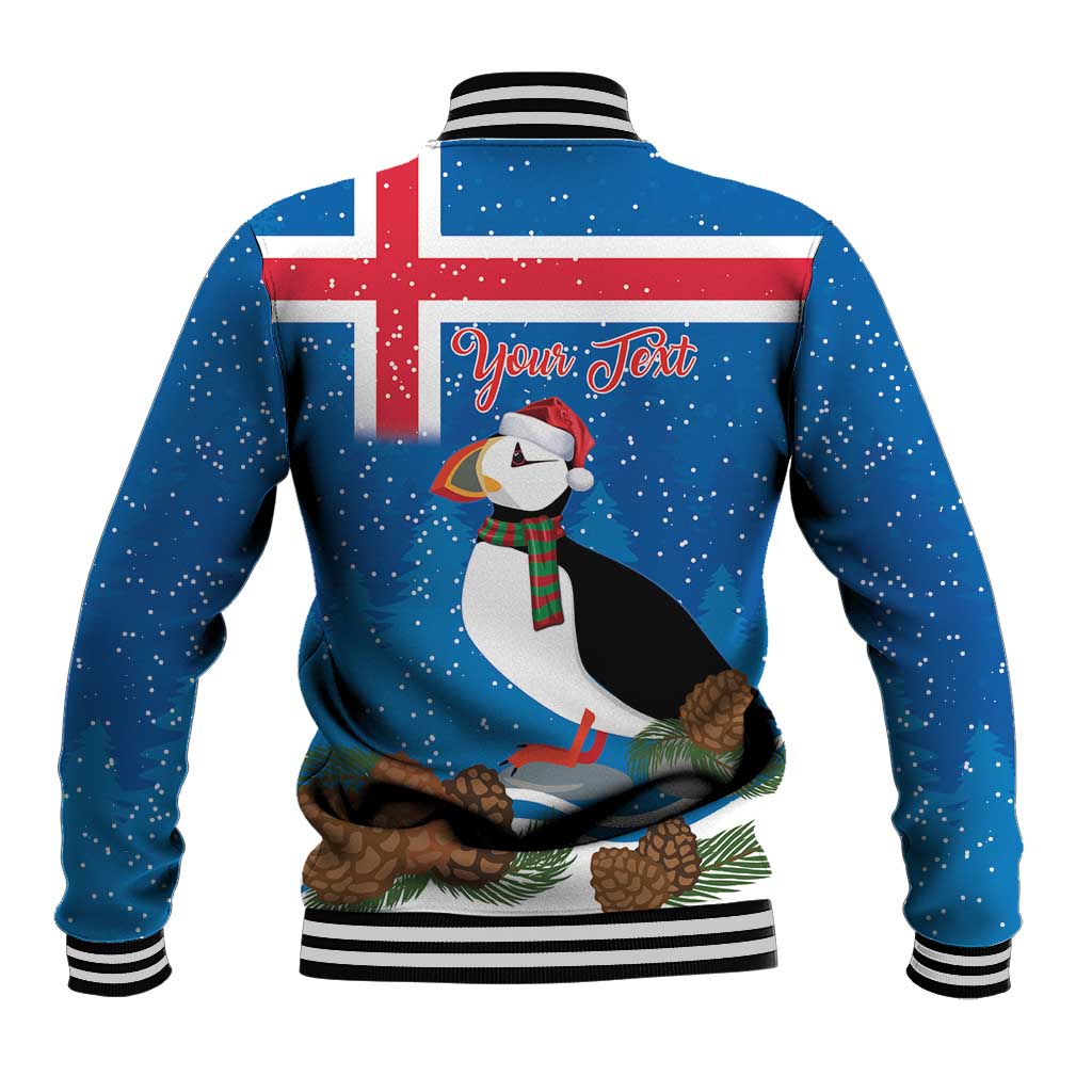 Personalised Iceland Christmas Baseball Jacket Puffin Santa Winter Flag Style - Wonder Print Shop
