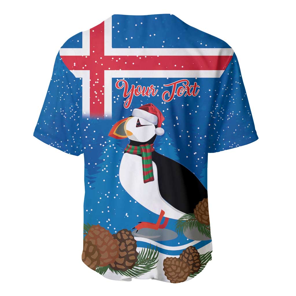 Personalised Iceland Christmas Baseball Jersey Puffin Santa Winter Flag Style - Wonder Print Shop
