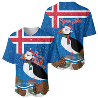 Personalised Iceland Christmas Baseball Jersey Puffin Santa Winter Flag Style - Wonder Print Shop
