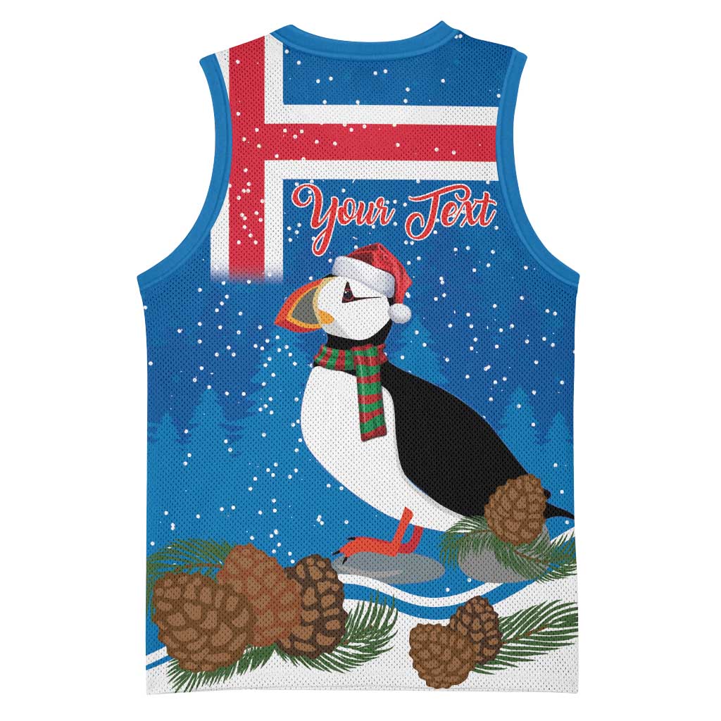 Personalised Iceland Christmas Basketball Jersey Puffin Santa Winter Flag Style - Wonder Print Shop