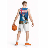 Personalised Iceland Christmas Basketball Jersey Puffin Santa Winter Flag Style - Wonder Print Shop