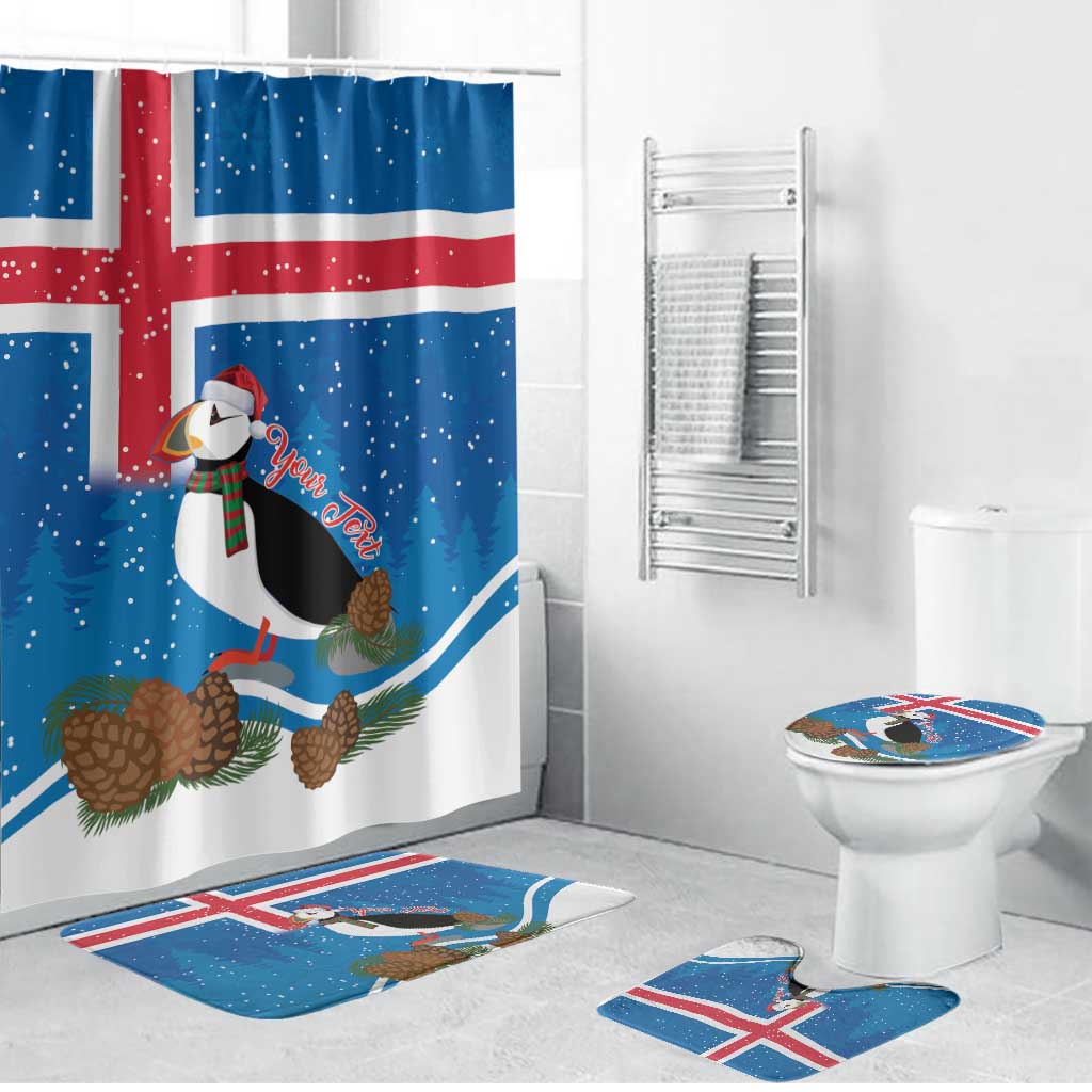 Personalised Iceland Christmas Bathroom Set Puffin Santa Winter Flag Style - Wonder Print Shop
