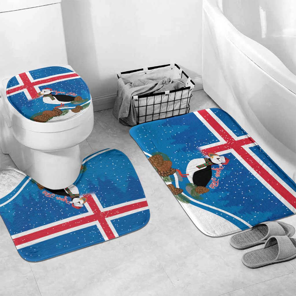Personalised Iceland Christmas Bathroom Set Puffin Santa Winter Flag Style - Wonder Print Shop