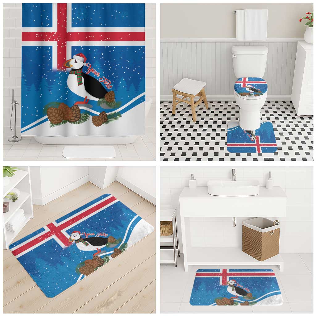 Personalised Iceland Christmas Bathroom Set Puffin Santa Winter Flag Style - Wonder Print Shop
