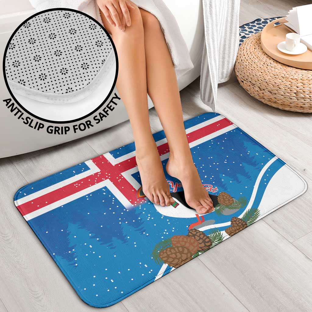 Personalised Iceland Christmas Bathroom Set Puffin Santa Winter Flag Style - Wonder Print Shop