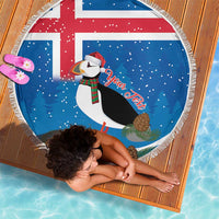 Personalised Iceland Christmas Beach Blanket Puffin Santa Winter Flag Style - Wonder Print Shop