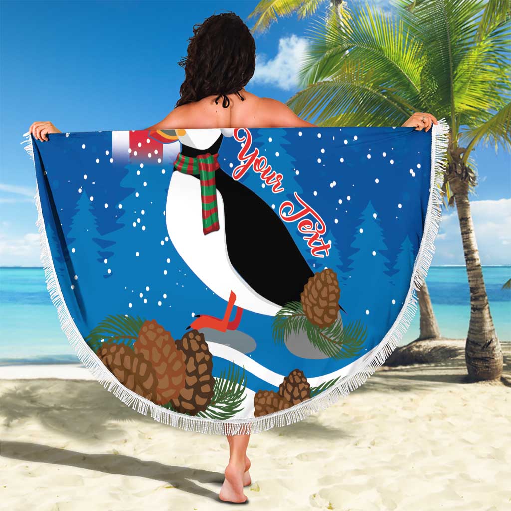 Personalised Iceland Christmas Beach Blanket Puffin Santa Winter Flag Style - Wonder Print Shop