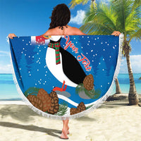 Personalised Iceland Christmas Beach Blanket Puffin Santa Winter Flag Style - Wonder Print Shop