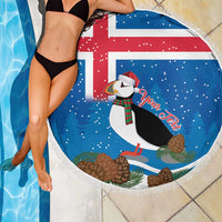 Personalised Iceland Christmas Beach Blanket Puffin Santa Winter Flag Style - Wonder Print Shop