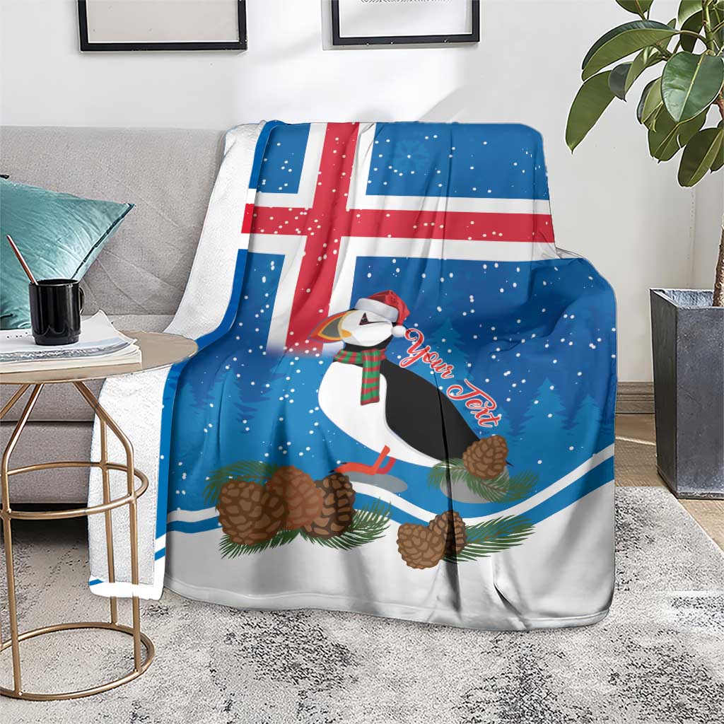 Personalised Iceland Christmas Blanket Puffin Santa Winter Flag Style - Wonder Print Shop