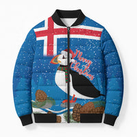 Personalised Iceland Christmas Bomber Puffer Jacket Puffin Santa Winter Flag Style - Wonder Print Shop