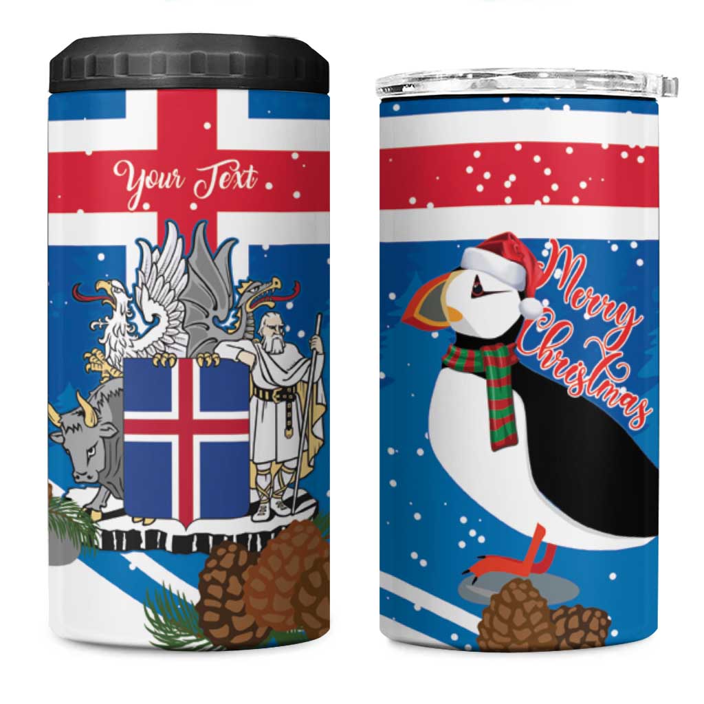 Personalised Iceland Christmas 4 in 1 Can Cooler Tumbler Puffin Santa Winter Flag Style - Wonder Print Shop