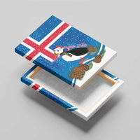 Personalised Iceland Christmas Canvas Wall Art Puffin Santa Winter Flag Style - Wonder Print Shop