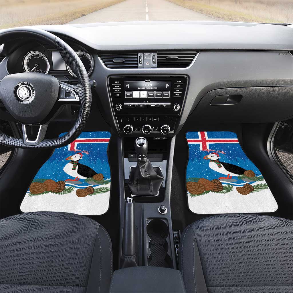 Personalised Iceland Christmas Car Mats Puffin Santa Winter Flag Style - Wonder Print Shop