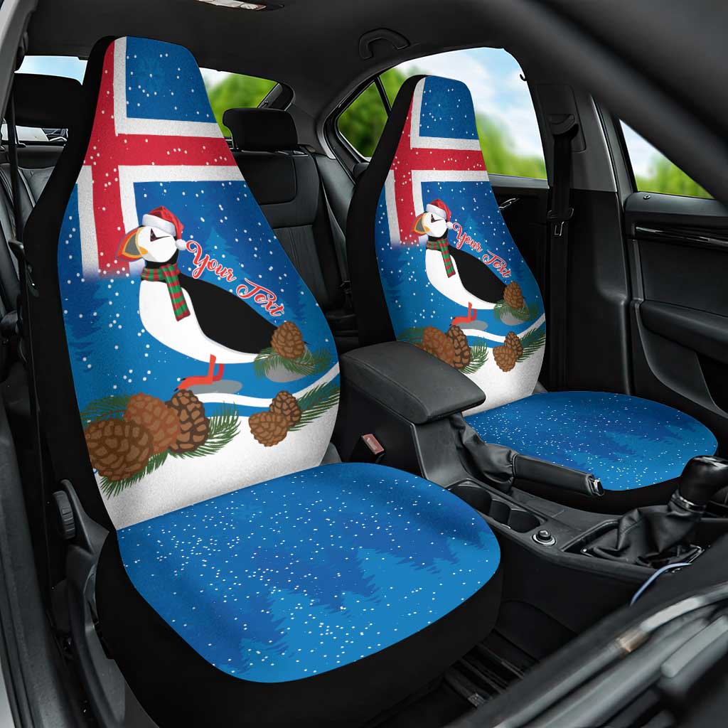Personalised Iceland Christmas Car Seat Cover Puffin Santa Winter Flag Style - Wonder Print Shop