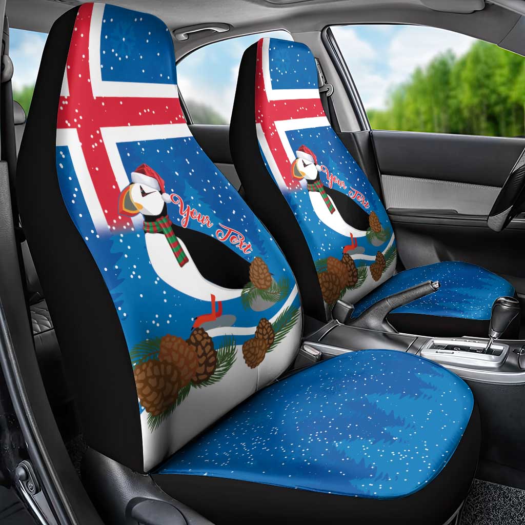 Personalised Iceland Christmas Car Seat Cover Puffin Santa Winter Flag Style - Wonder Print Shop