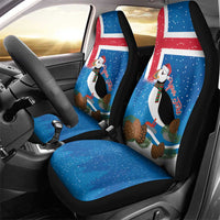 Personalised Iceland Christmas Car Seat Cover Puffin Santa Winter Flag Style - Wonder Print Shop