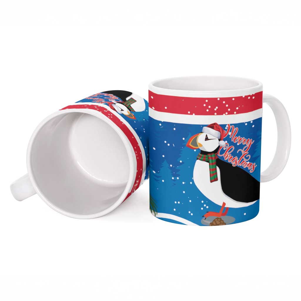 Personalised Iceland Christmas Ceramic Mug Puffin Santa Winter Flag Style - Wonder Print Shop