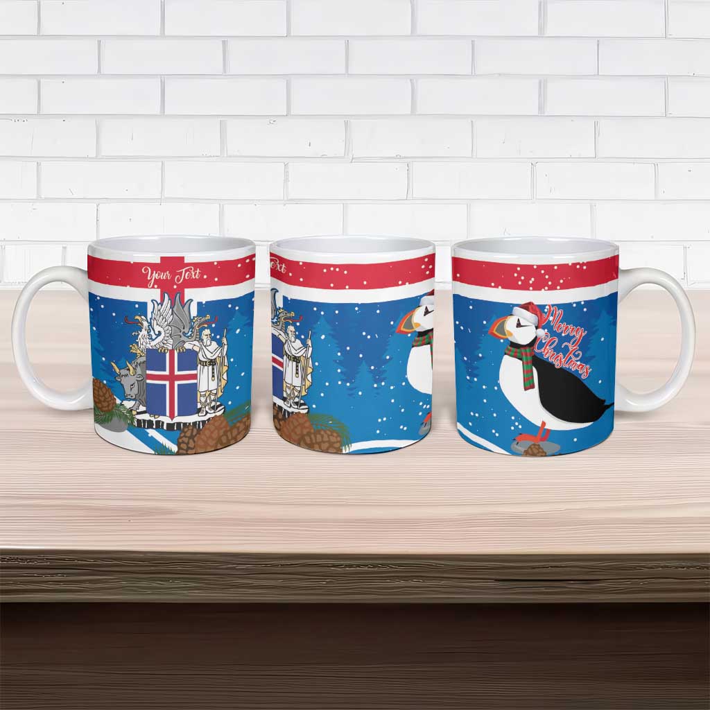 Personalised Iceland Christmas Ceramic Mug Puffin Santa Winter Flag Style - Wonder Print Shop