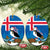 Personalised Iceland Christmas Ceramic Ornament Puffin Santa Winter Flag Style - Wonder Print Shop