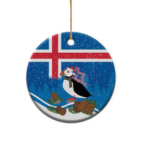 Personalised Iceland Christmas Ceramic Ornament Puffin Santa Winter Flag Style - Wonder Print Shop