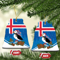 Personalised Iceland Christmas Ceramic Ornament Puffin Santa Winter Flag Style - Wonder Print Shop