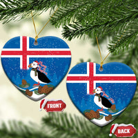 Personalised Iceland Christmas Ceramic Ornament Puffin Santa Winter Flag Style - Wonder Print Shop