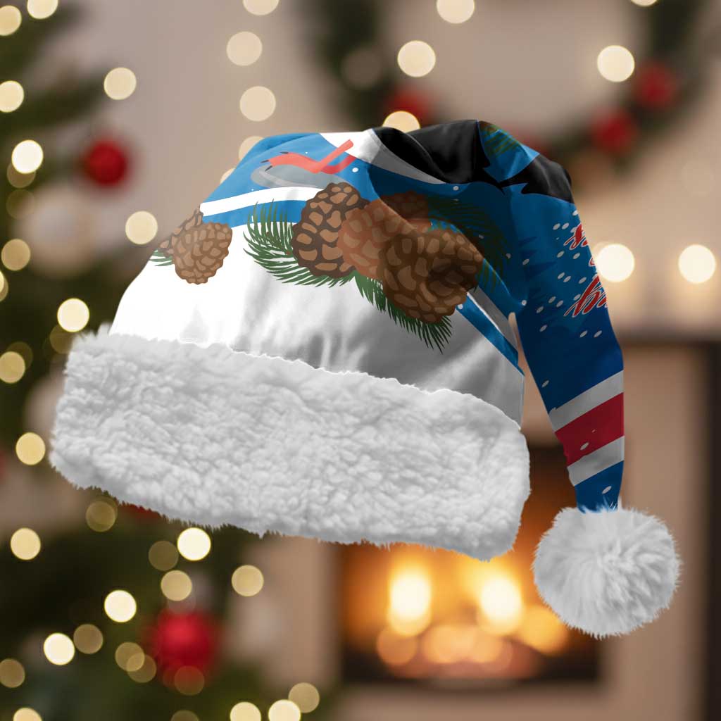 Personalised Iceland Christmas Santa Hat Puffin Santa Winter Flag Style - Wonder Print Shop