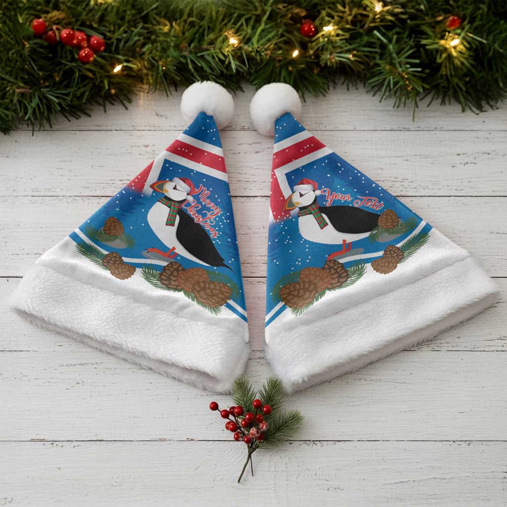 Personalised Iceland Christmas Santa Hat Puffin Santa Winter Flag Style - Wonder Print Shop