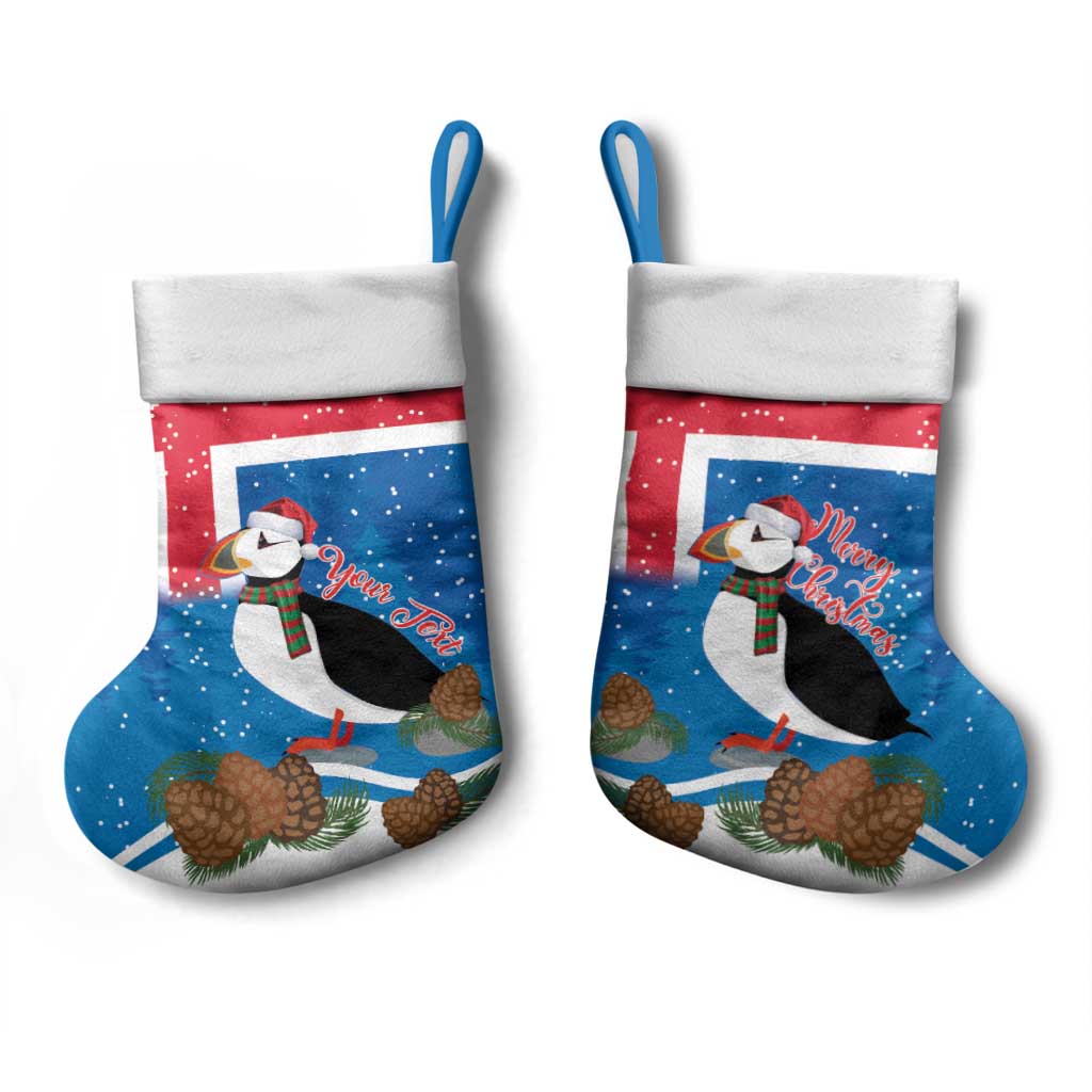 Personalised Iceland Christmas Stocking Puffin Santa Winter Flag Style - Wonder Print Shop