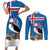 Personalised Iceland Christmas Couples Matching Short Sleeve Bodycon Dress and Long Sleeve Button Shirt Puffin Santa Winter Flag Style - Wonder Print Shop