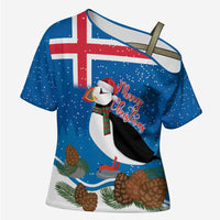 Personalised Iceland Christmas Cross Shoulder Shirt Puffin Santa Winter Flag Style - Wonder Print Shop