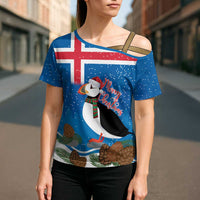 Personalised Iceland Christmas Cross Shoulder Shirt Puffin Santa Winter Flag Style - Wonder Print Shop
