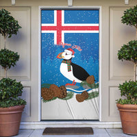 Personalised Iceland Christmas Door Cover Puffin Santa Winter Flag Style - Wonder Print Shop
