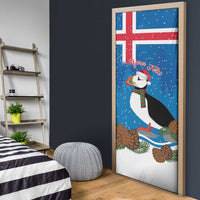 Personalised Iceland Christmas Door Cover Puffin Santa Winter Flag Style - Wonder Print Shop