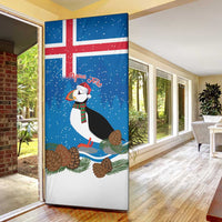 Personalised Iceland Christmas Door Cover Puffin Santa Winter Flag Style - Wonder Print Shop