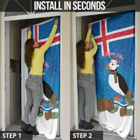 Personalised Iceland Christmas Door Cover Puffin Santa Winter Flag Style - Wonder Print Shop