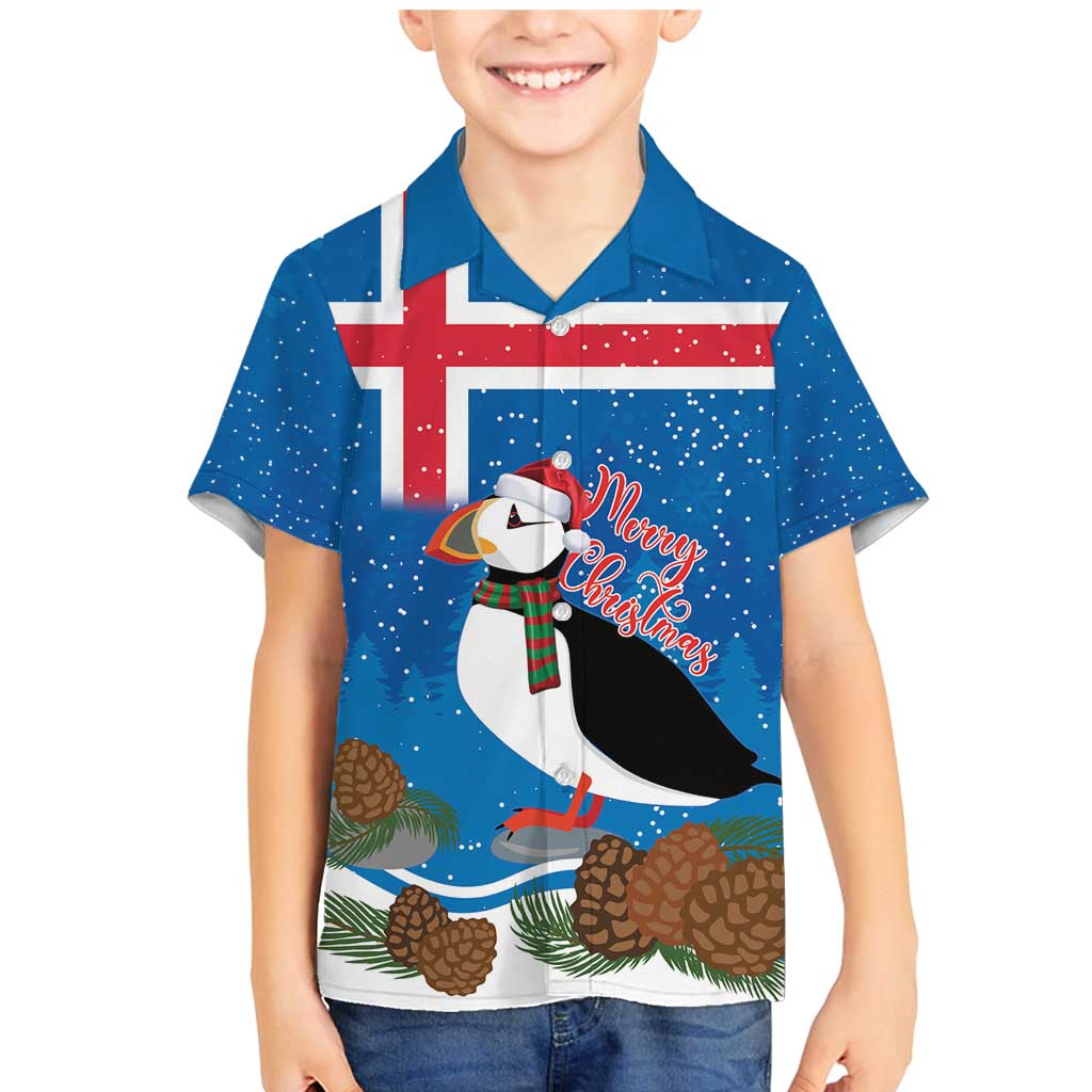 Personalised Iceland Christmas Family Matching Mermaid Dress and Hawaiian Shirt Puffin Santa Winter Flag Style - Wonder Print Shop