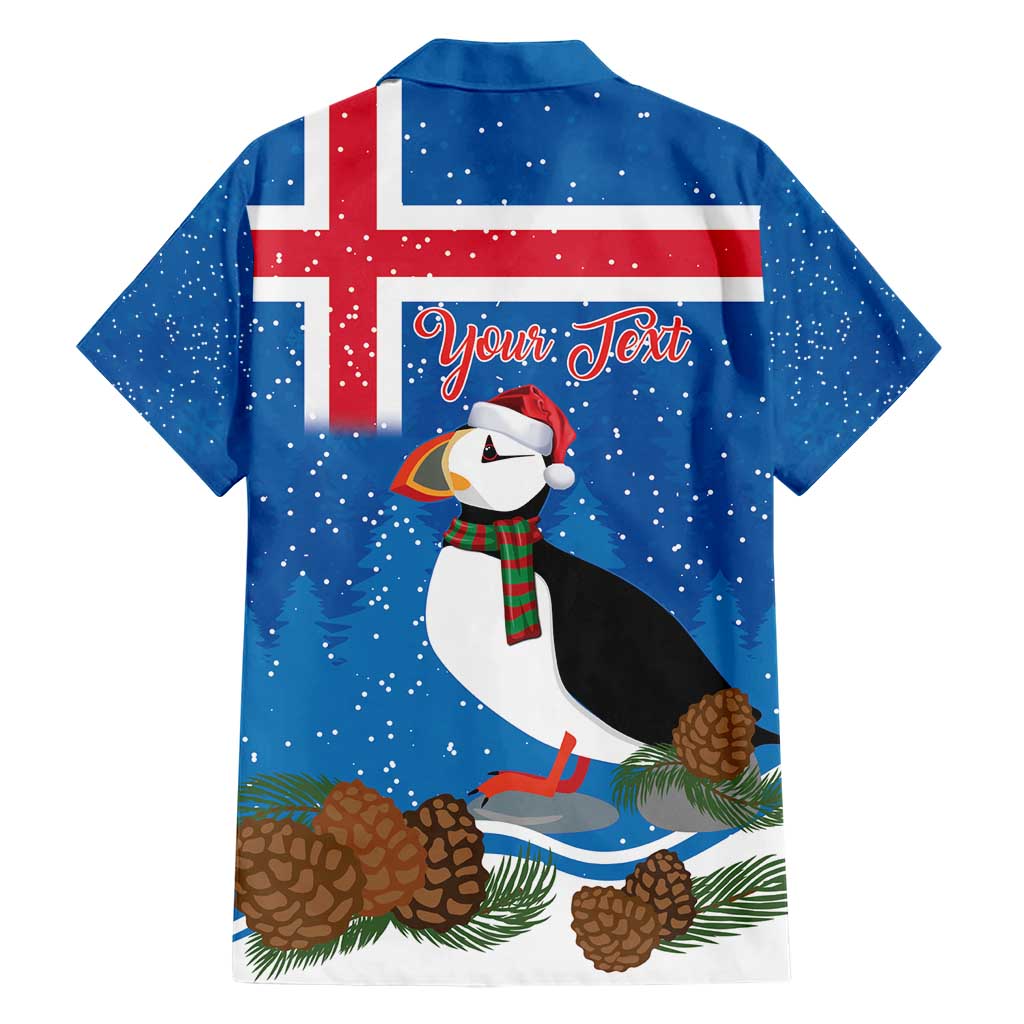 Personalised Iceland Christmas Family Matching Short Sleeve Bodycon Dress and Hawaiian Shirt Puffin Santa Winter Flag Style - Wonder Print Shop