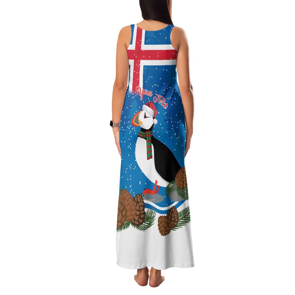Personalised Iceland Christmas Family Matching Tank Maxi Dress and Hawaiian Shirt Puffin Santa Winter Flag Style - Wonder Print Shop