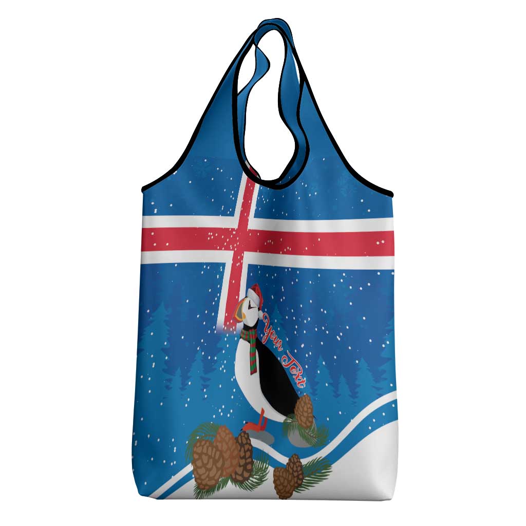 Personalised Iceland Christmas Grocery Bag Puffin Santa Winter Flag Style - Wonder Print Shop