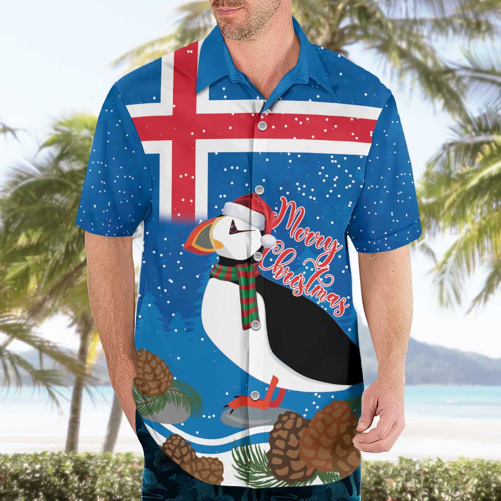 Personalised Iceland Christmas Hawaiian Shirt Puffin Santa Winter Flag Style - Wonder Print Shop