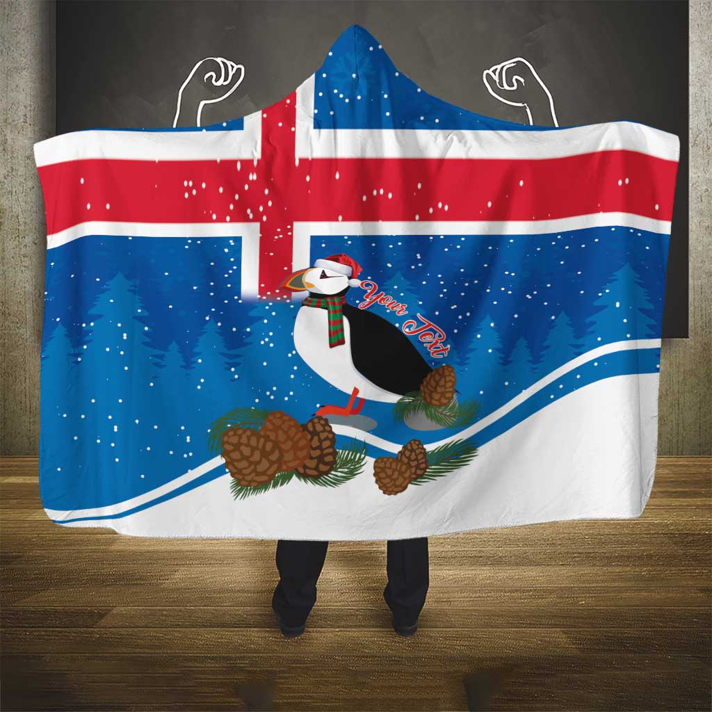 Personalised Iceland Christmas Hooded Blanket Puffin Santa Winter Flag Style - Wonder Print Shop