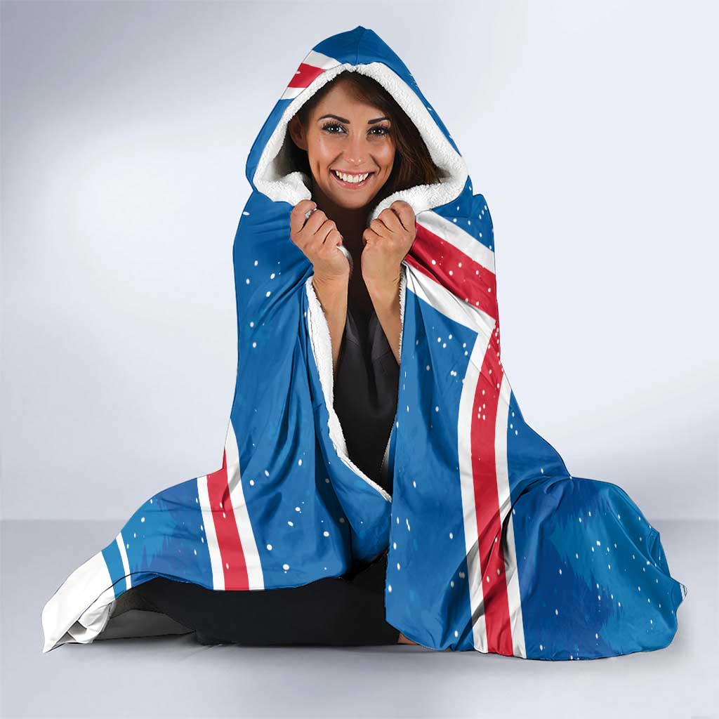 Personalised Iceland Christmas Hooded Blanket Puffin Santa Winter Flag Style - Wonder Print Shop