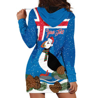 Personalised Iceland Christmas Hoodie Dress Puffin Santa Winter Flag Style - Wonder Print Shop