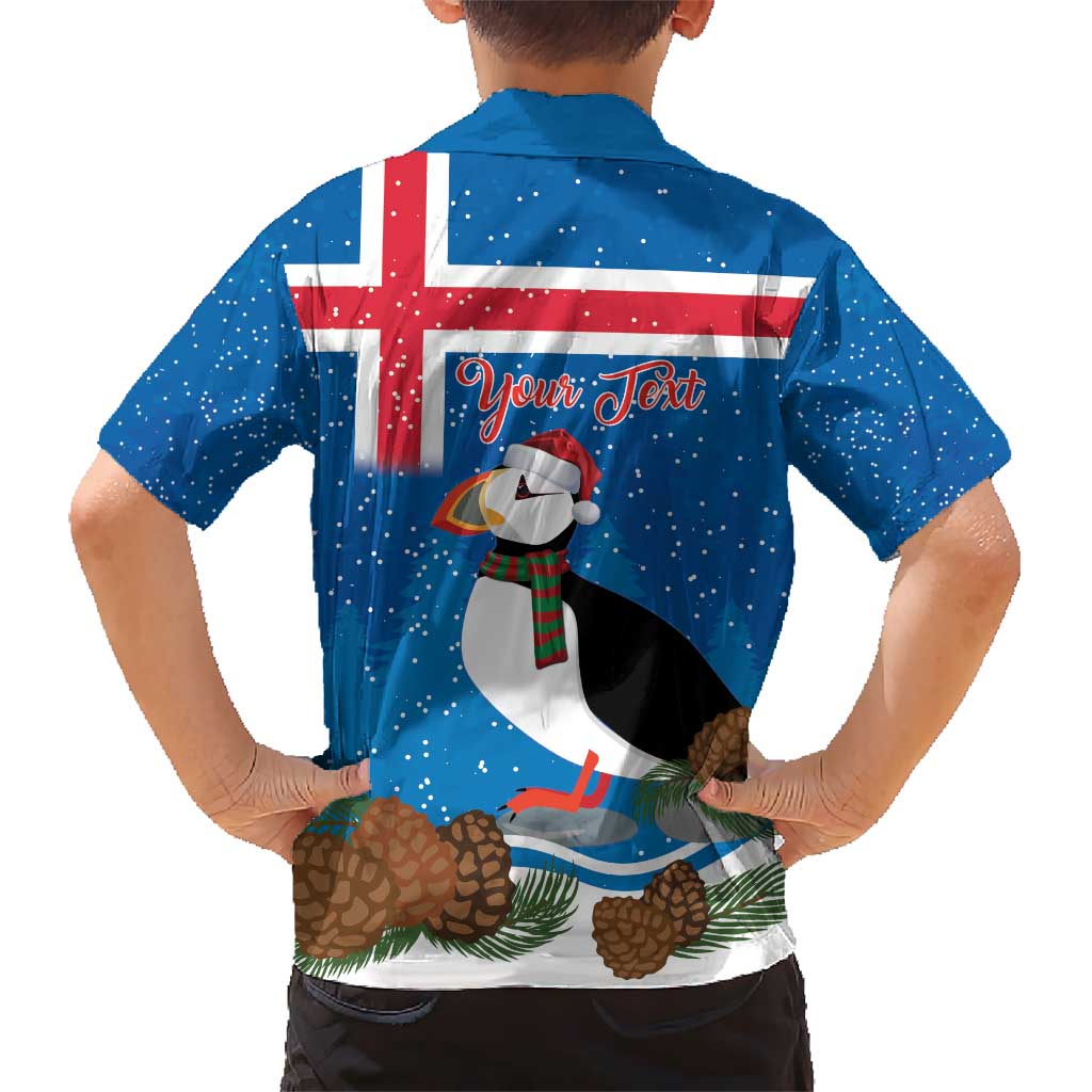 Personalised Iceland Christmas Kid Hawaiian Shirt Puffin Santa Winter Flag Style - Wonder Print Shop